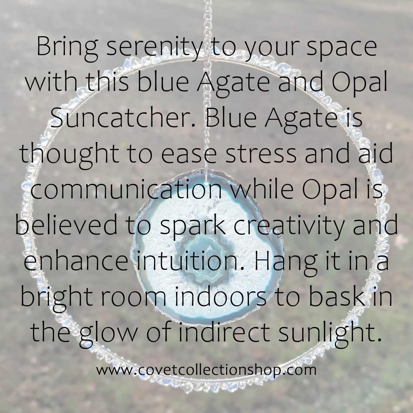 Opal and Blue Agate Slice Suncatcher - Silver