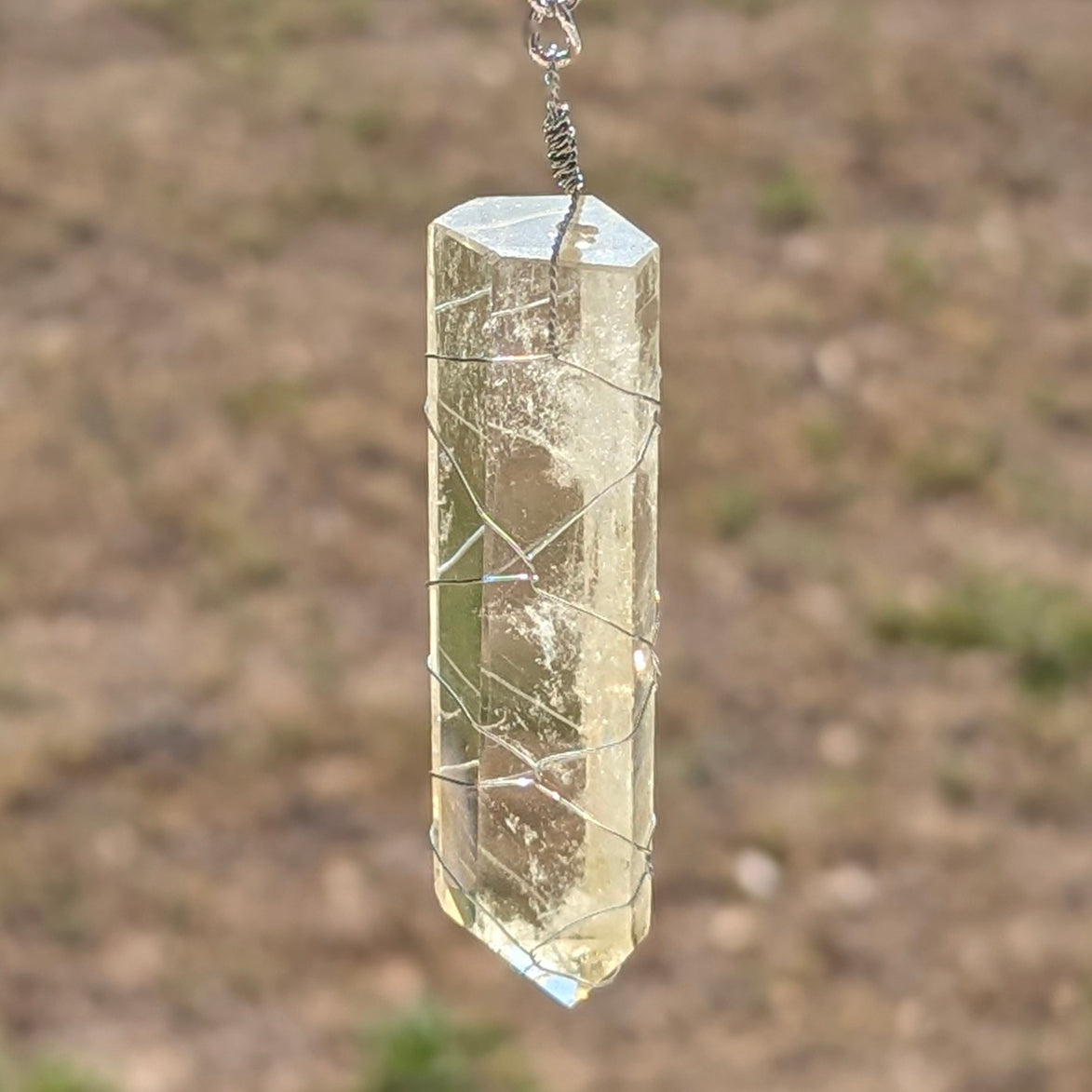 Citrine and White Quartz Suncatcher -  Silver