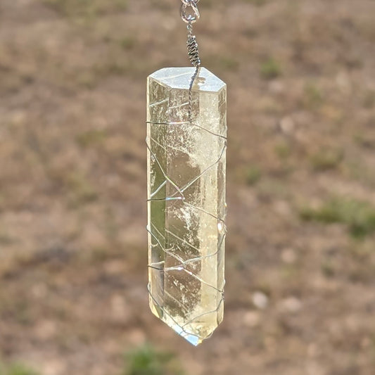 Citrine and White Quartz Suncatcher -  Silver