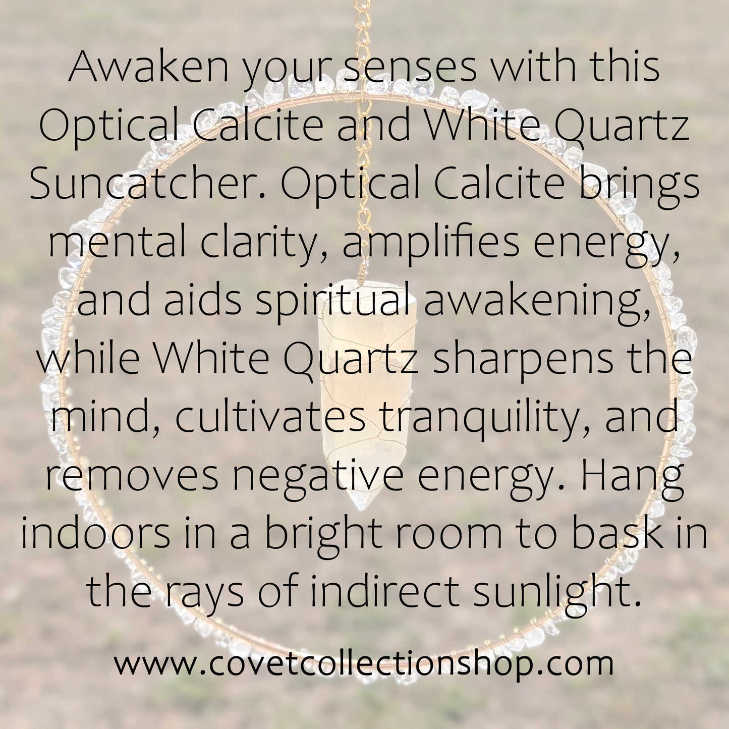 Optical Calcite and White Quartz Suncatcher -  Gold