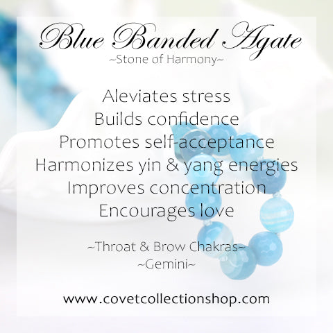 Blue Banded Agate and Mother of Pearl Earrings