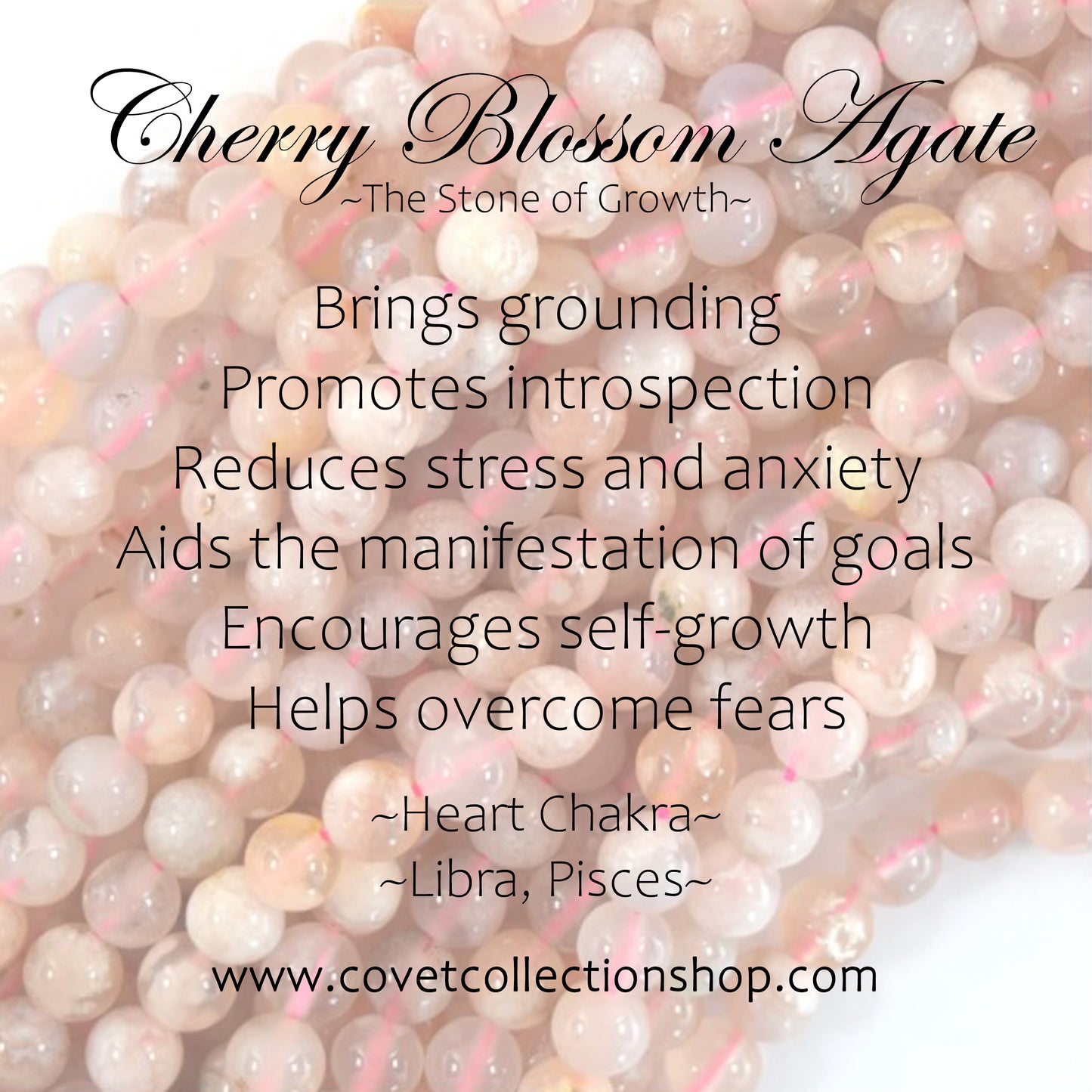 Cherry Blossom Agate and Clear Quartz Heart Necklace