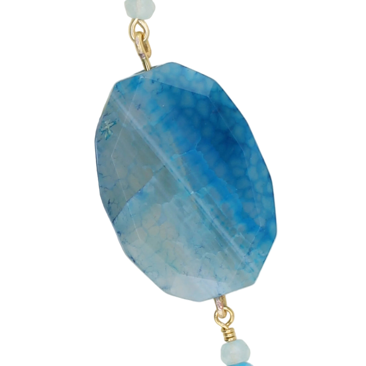Blue Agate, Heart Charm, and Light Blue Leather Tassel Bag Charm