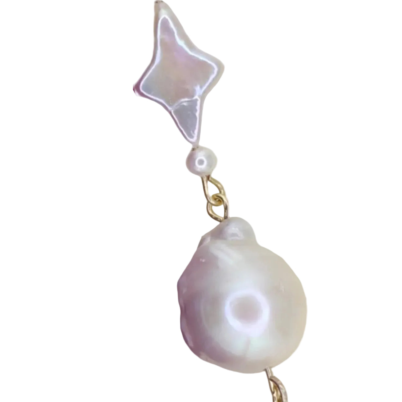 Freshwater Pearl, Moon Charm, and Fuchsia Leather Tassel Bag Charm