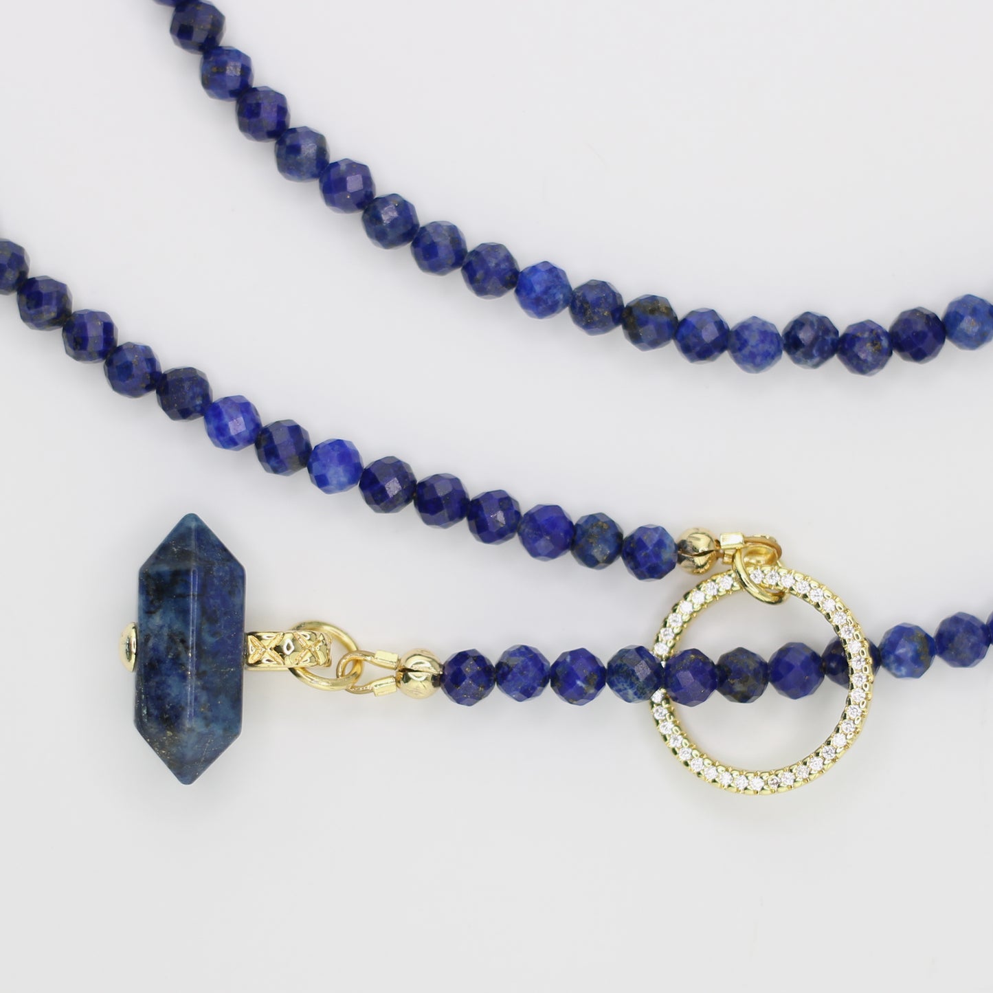 Lapis Lazuli Lariat Wrap Toggle Necklace with Lapis Lazuli Pendant