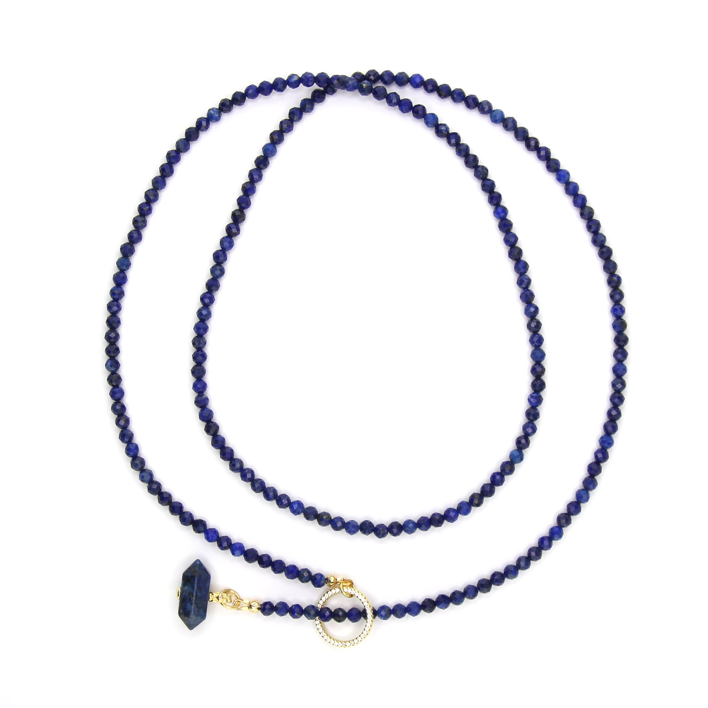 Lapis Lazuli Lariat Wrap Toggle Necklace with Lapis Lazuli Pendant