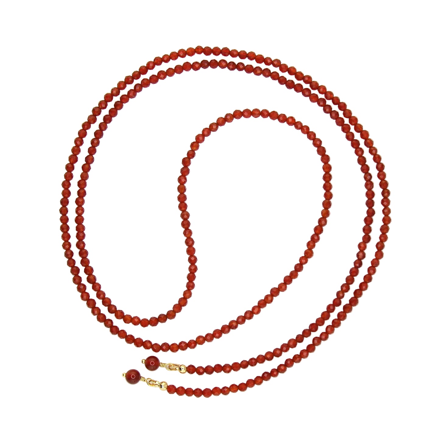Carnelian Lariat Wrap Necklace with Red Aventurine Pendants