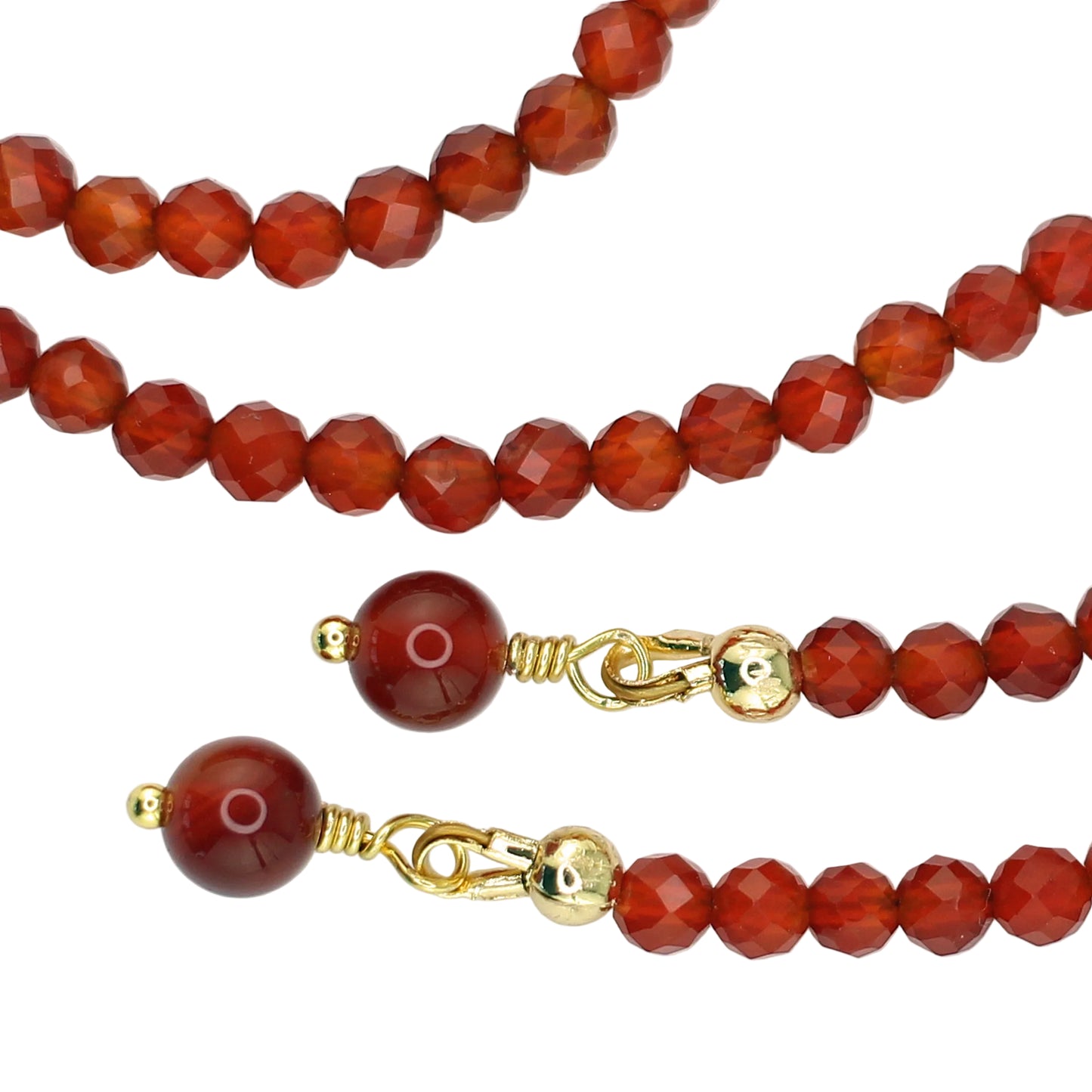 Carnelian Lariat Wrap Necklace with Red Aventurine Pendants