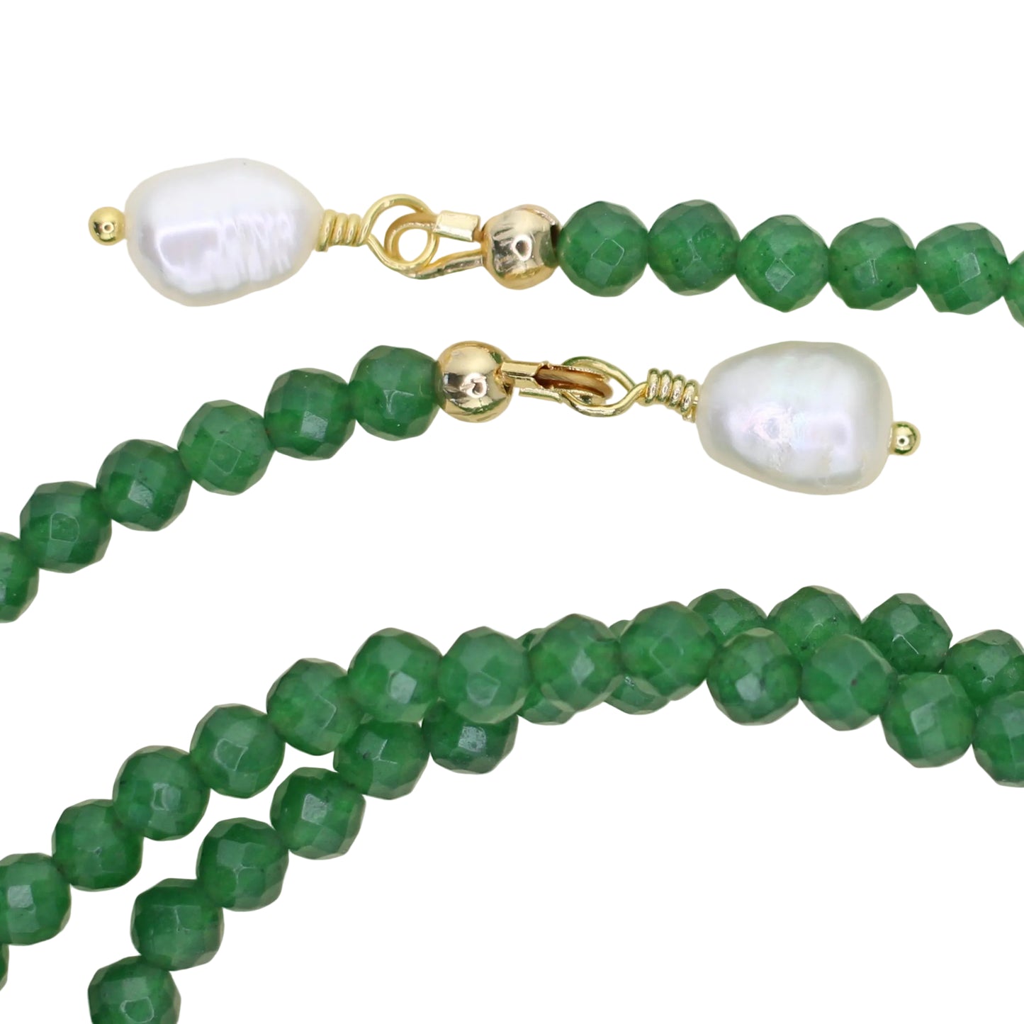 Green Jade Lariat Wrap Necklace with Freshwater Pearl Accents