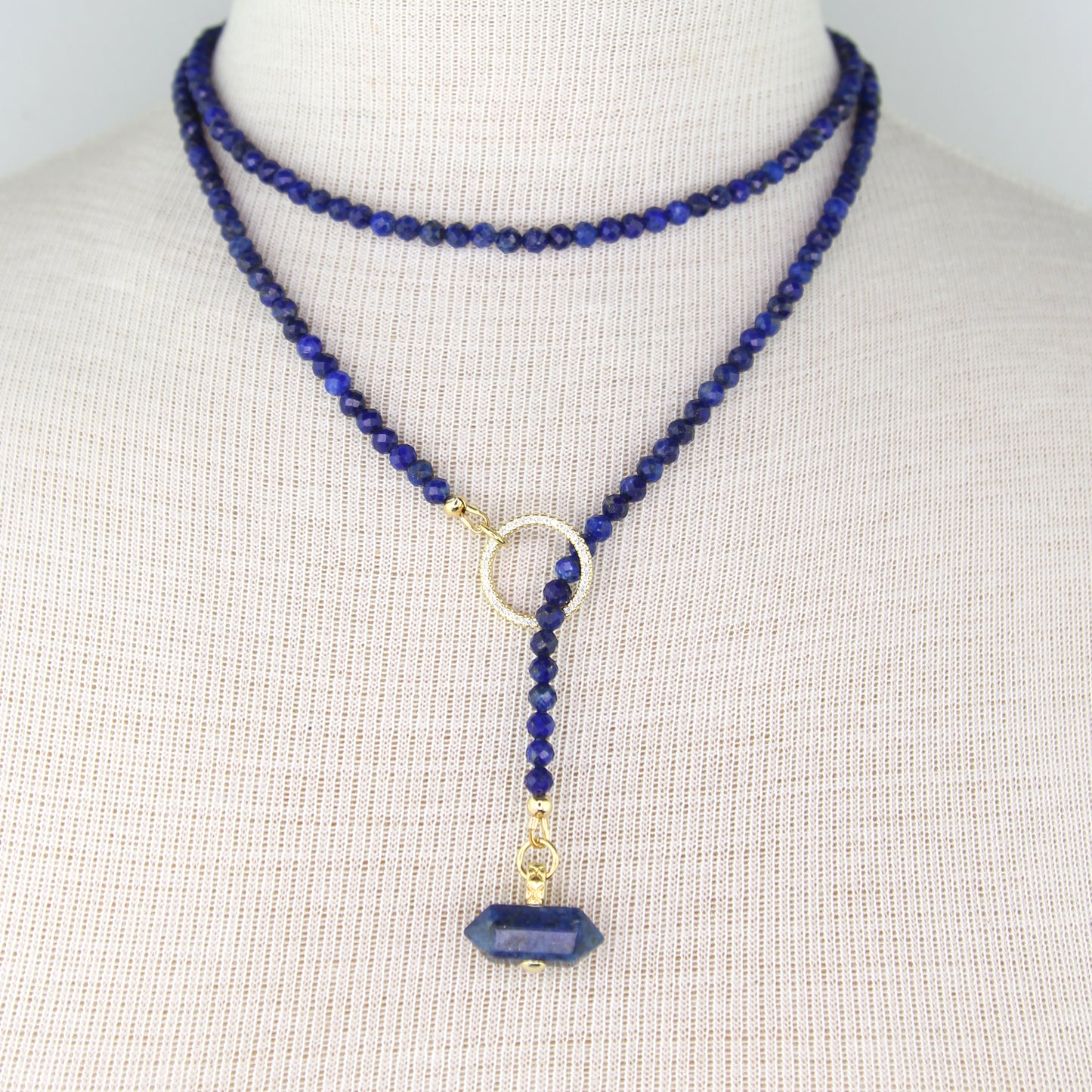Lapis Lazuli Lariat Wrap Toggle Necklace with Lapis Lazuli Pendant