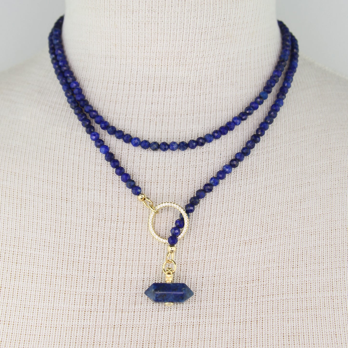 Lapis Lazuli Lariat Wrap Toggle Necklace with Lapis Lazuli Pendant