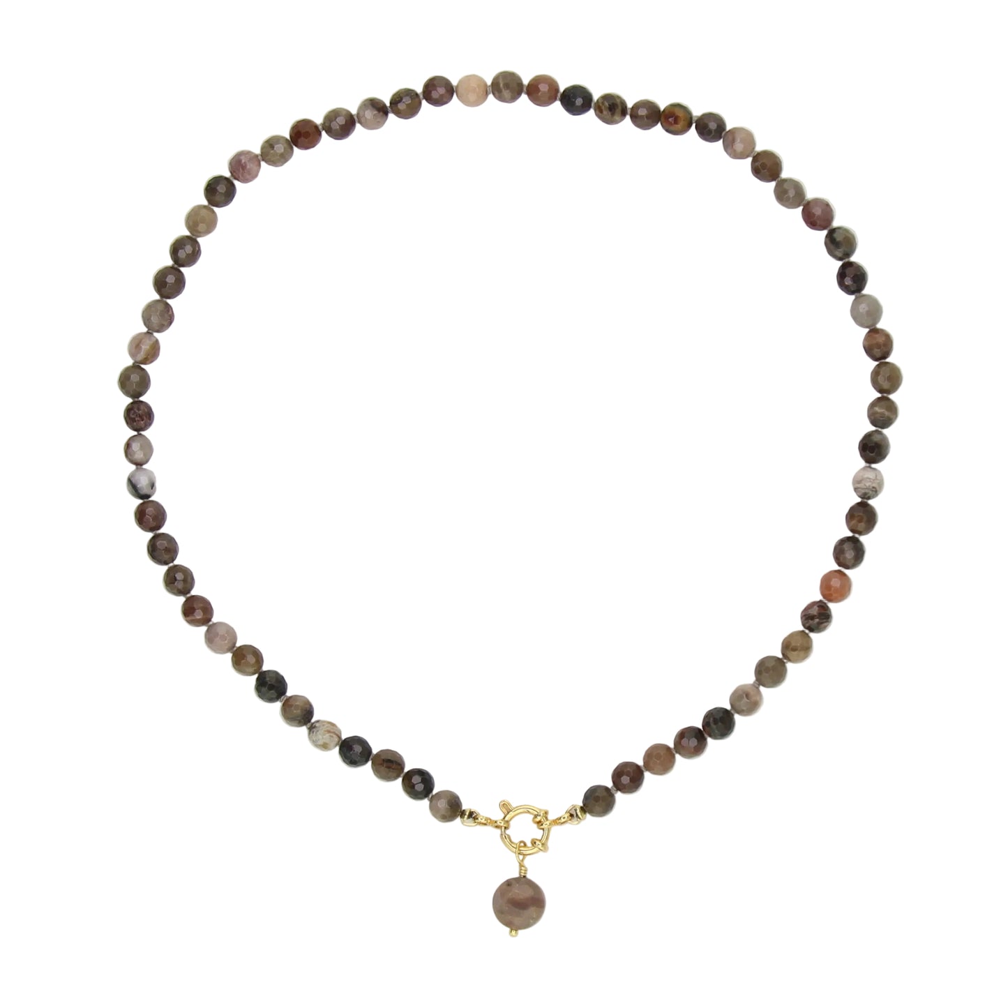 Petrified Wood Necklace with Jasper Pendant