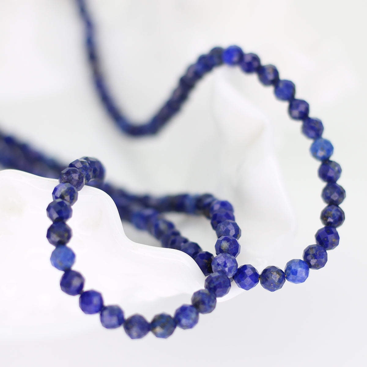 Lapis Lazuli Lariat Wrap Toggle Necklace with Mother of Pearl Pendant