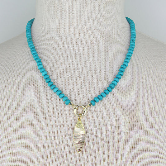 Turquoise Necklace with Marquise Pendant