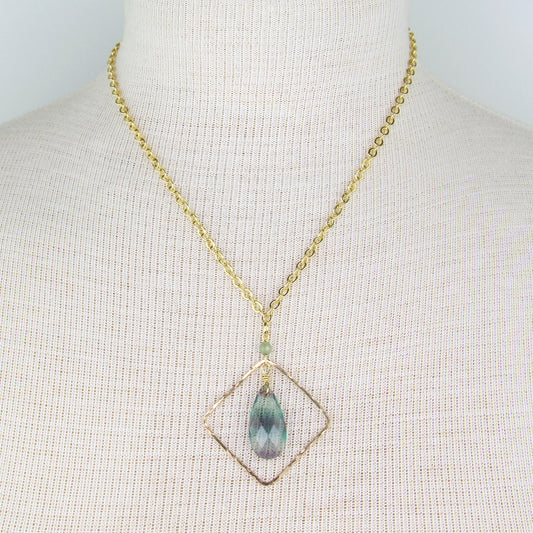 Fluorite on Chain Pendant Necklace