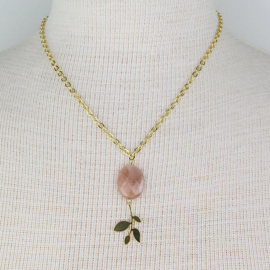 Moonstone on Chain Necklace - Polished Leaf