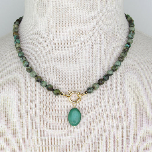 African Turquoise Pendant Necklace