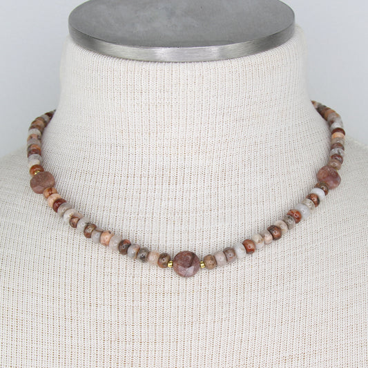 Red Lace Agate and Ocean Jasper Necklace