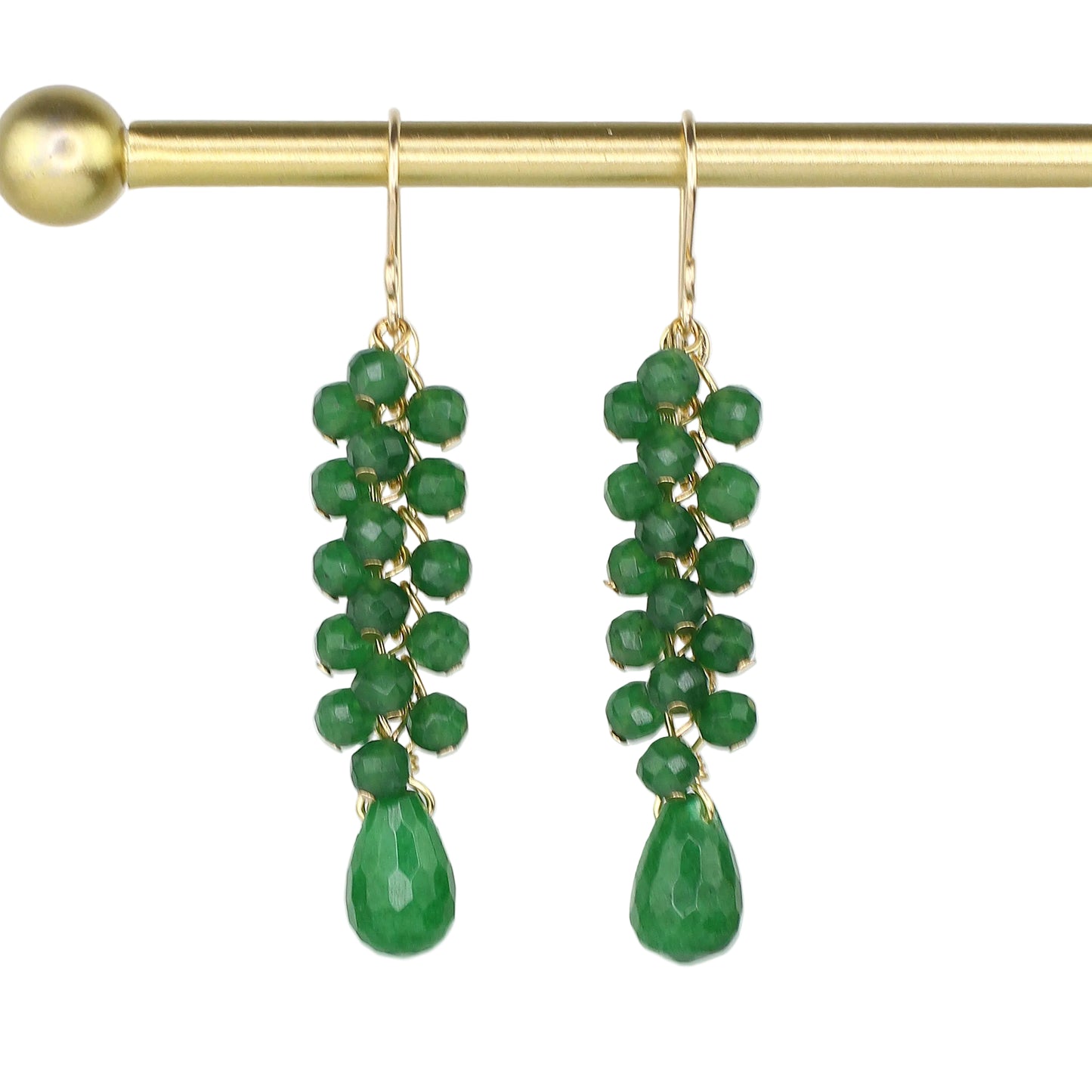 Green Jade Cluster Earrings
