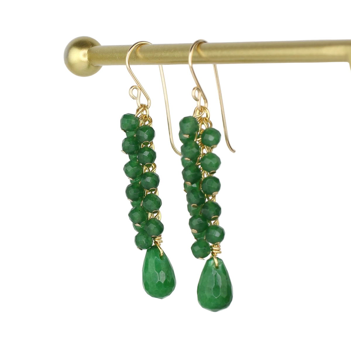 Green Jade Cluster Earrings