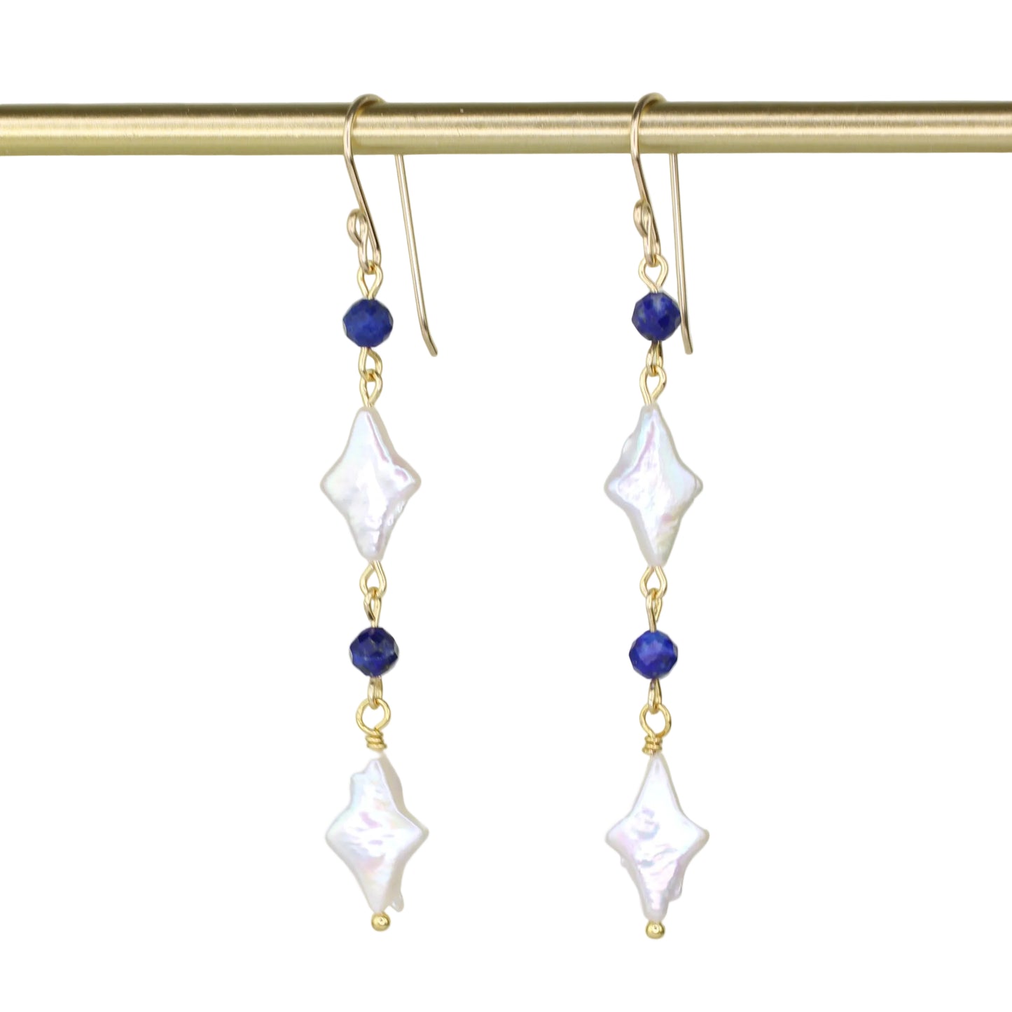 Freshwater Pearl and Lapis Lazuli Earrings