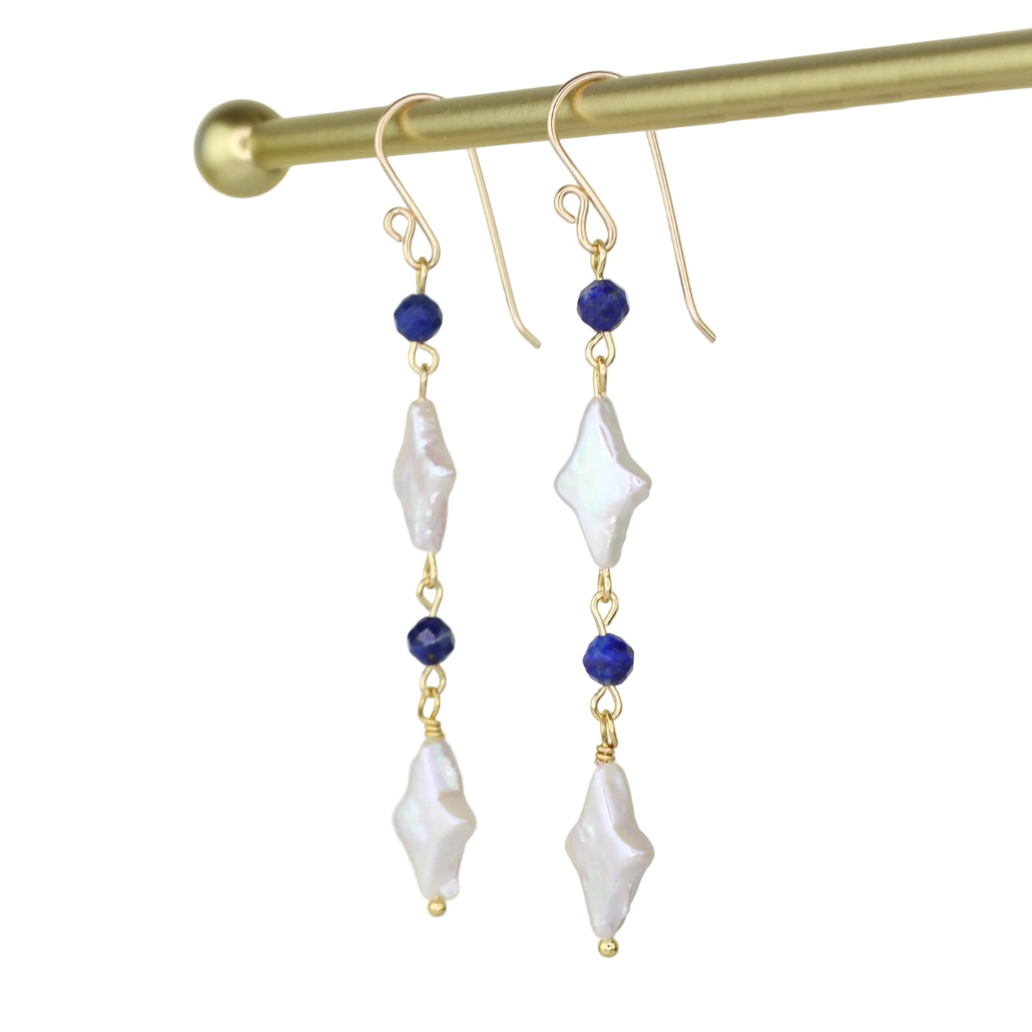 Freshwater Pearl and Lapis Lazuli Earrings