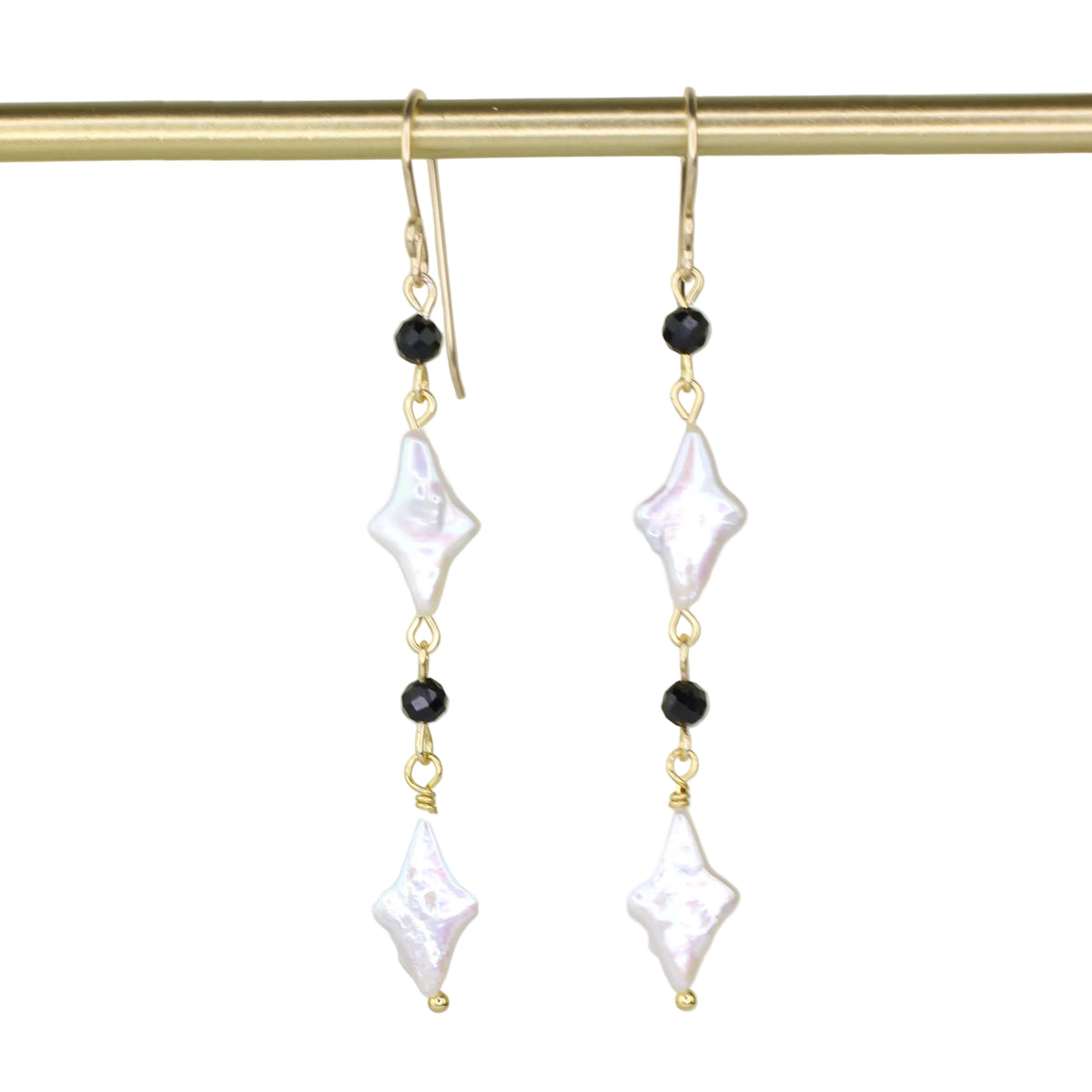 Freshwater Pearl and Black Onyx Earrings