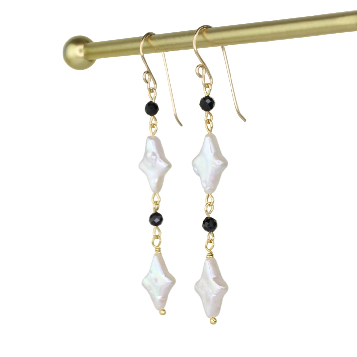 Freshwater Pearl and Black Onyx Earrings
