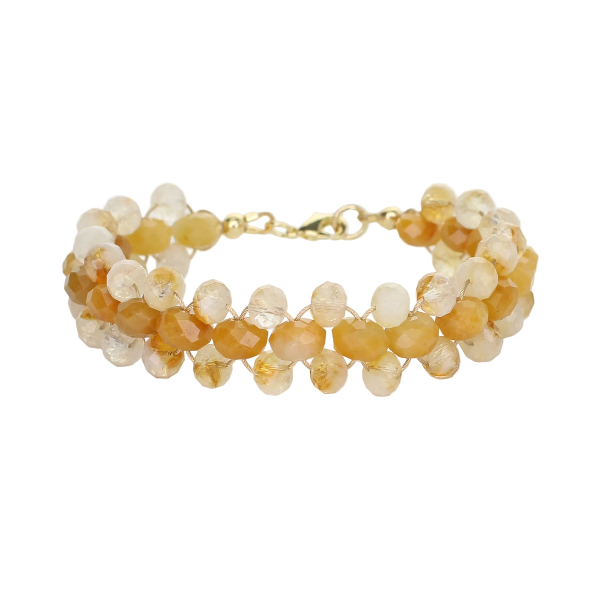 Yellow Jade and Citrine Woven Bracelet