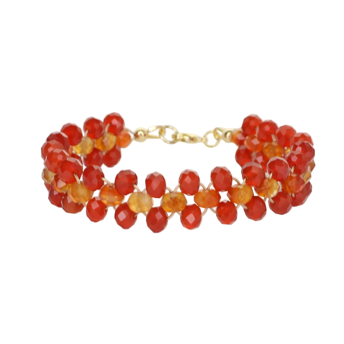 Red and Orange Carnelian Agate Woven Bracelet