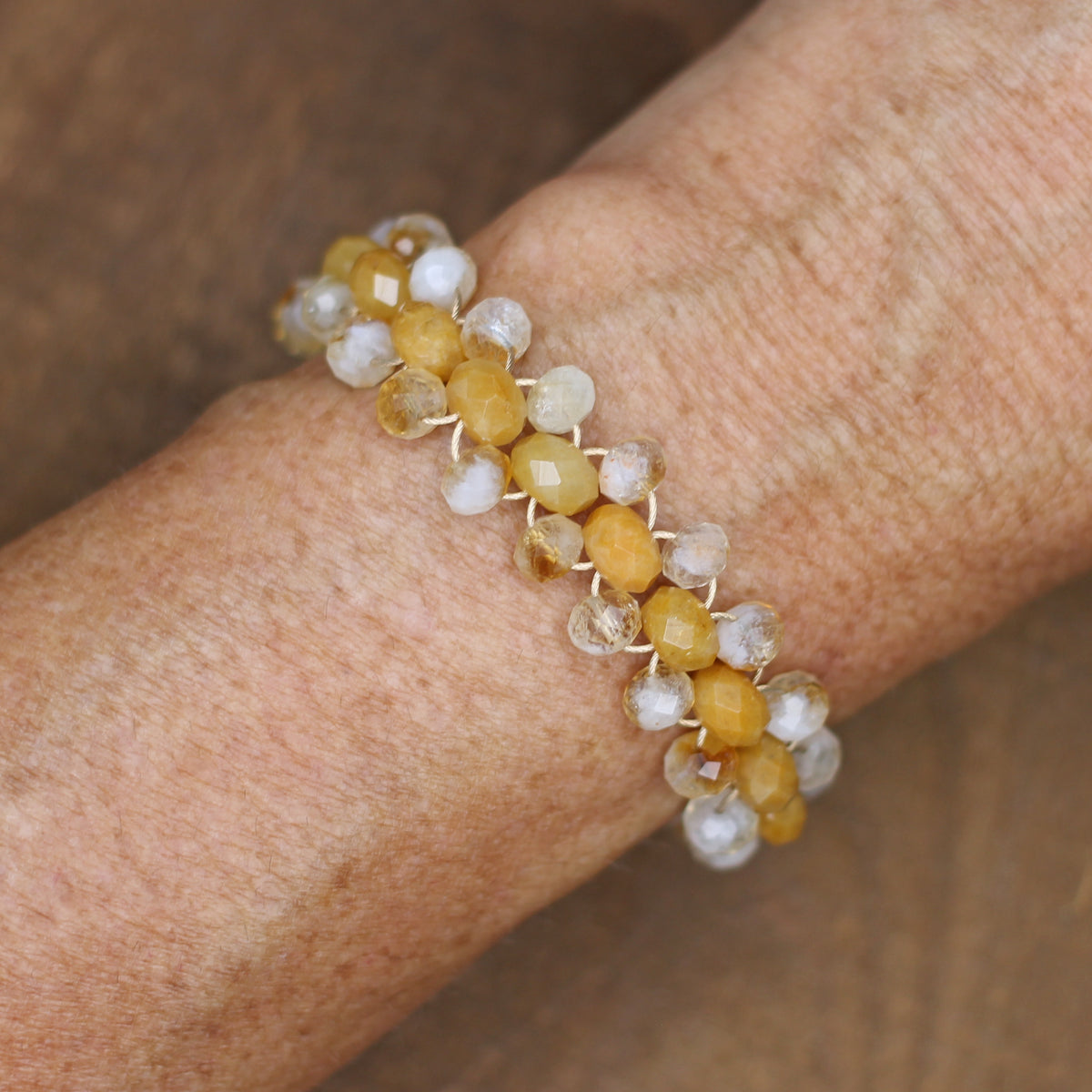 Yellow Jade and Citrine Woven Bracelet