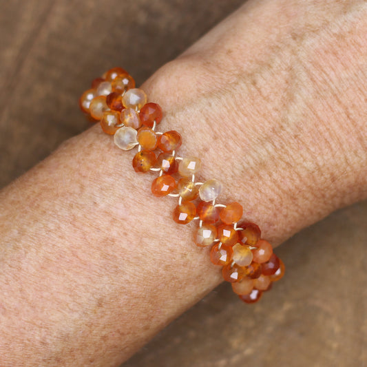 Orange Carnelian Agate Woven Bracelet