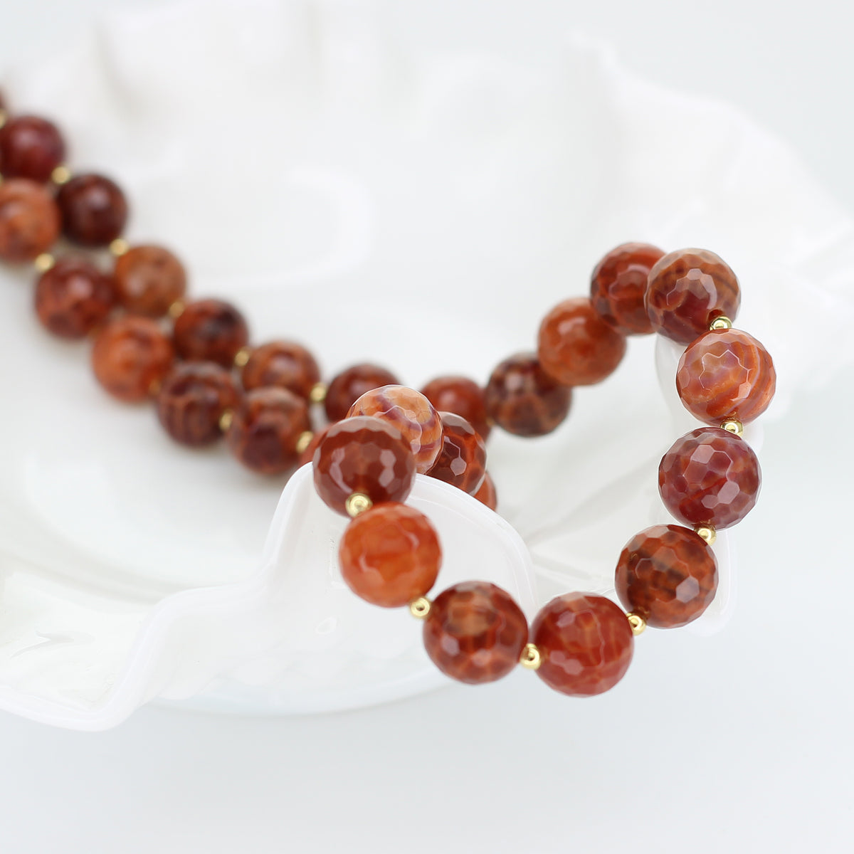 Fire Agate Necklace with Carnelian Pendant