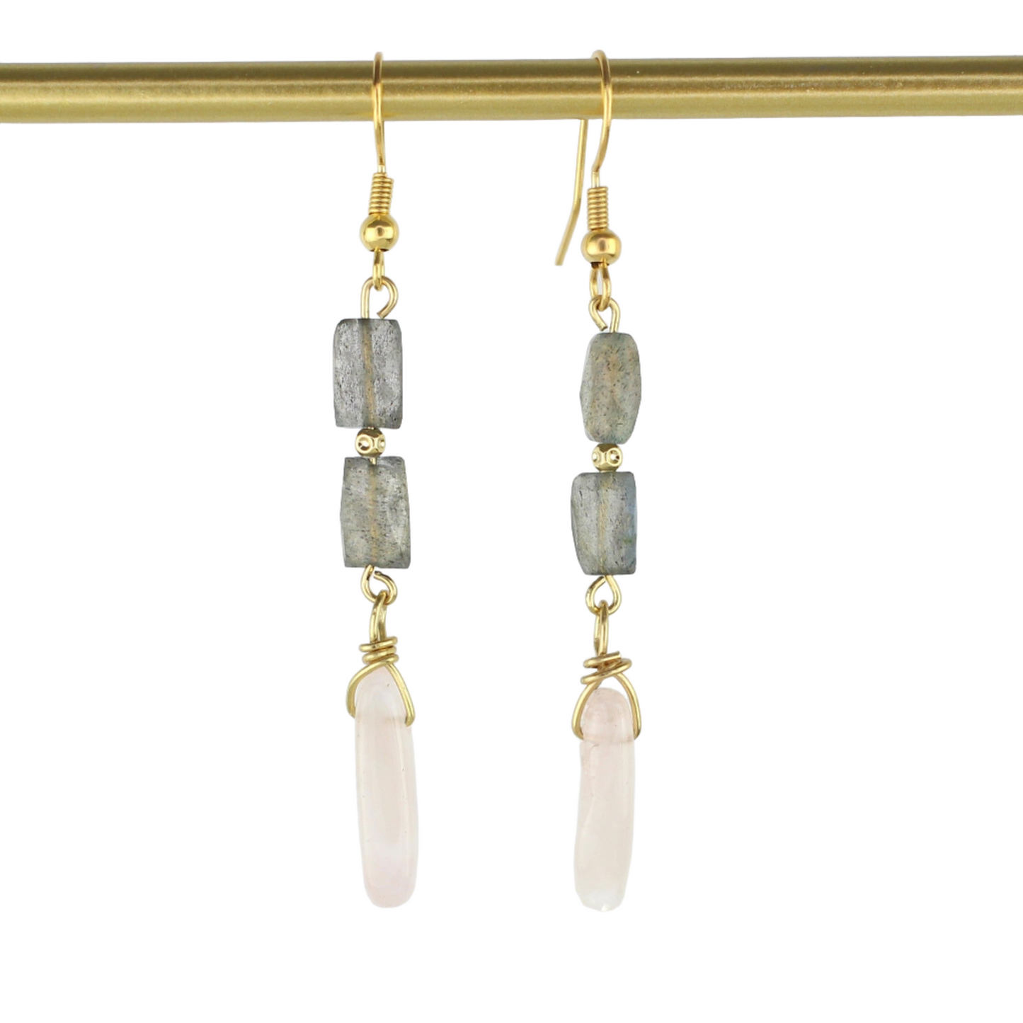 Labradorite & Rose Quartz Earrings