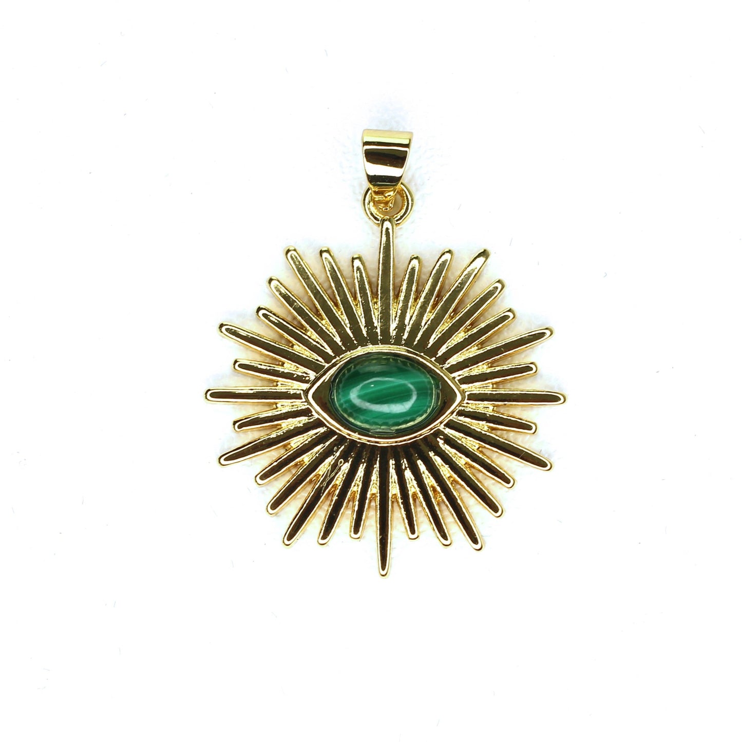 Gold and Malachite Evil Eye Charm