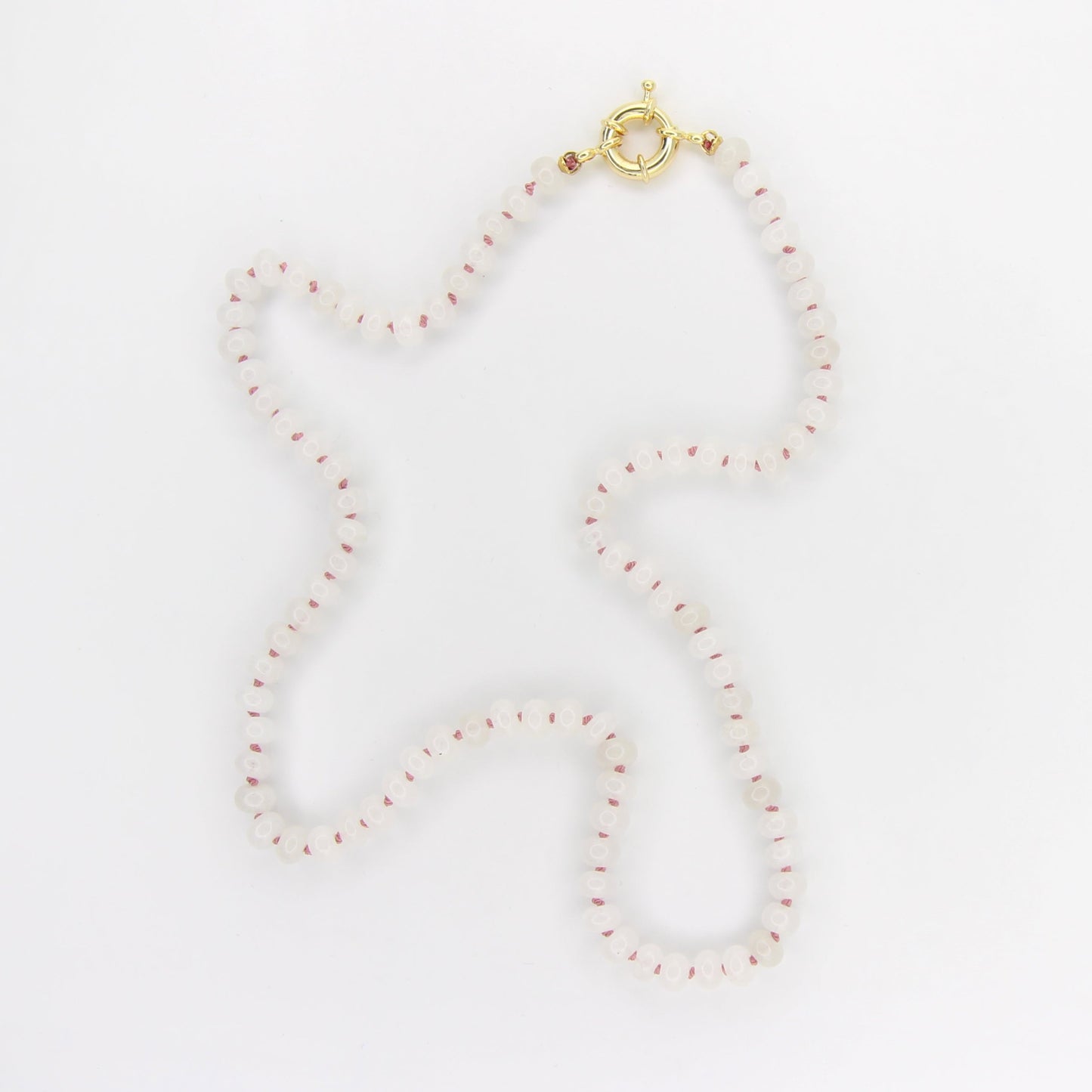 White Jade with Pink Necklace