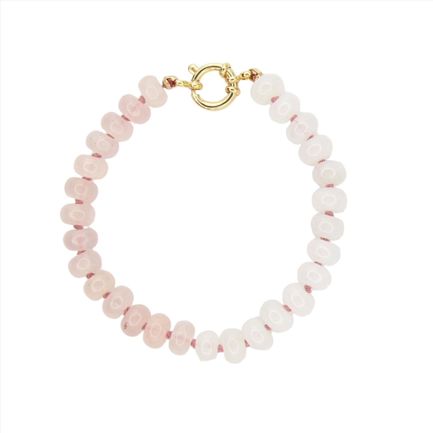 Rose Quartz and White Jade Bracelet