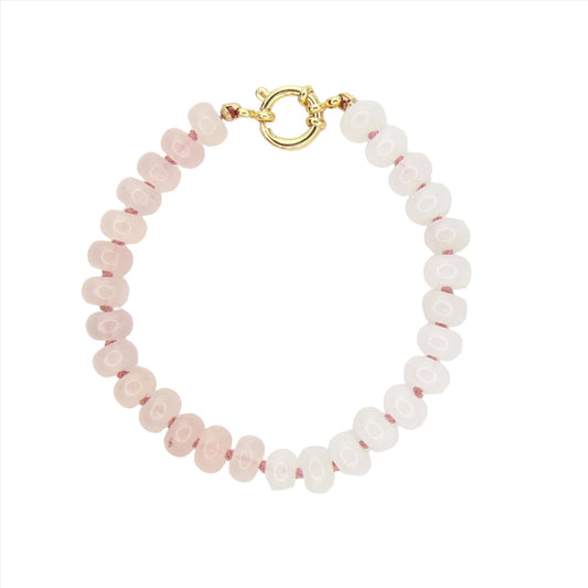 Rose Quartz & White Jade Bracelet