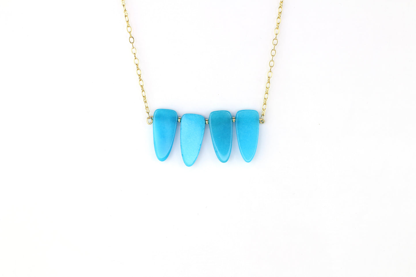 Blue Jade & Gold Chain Necklace