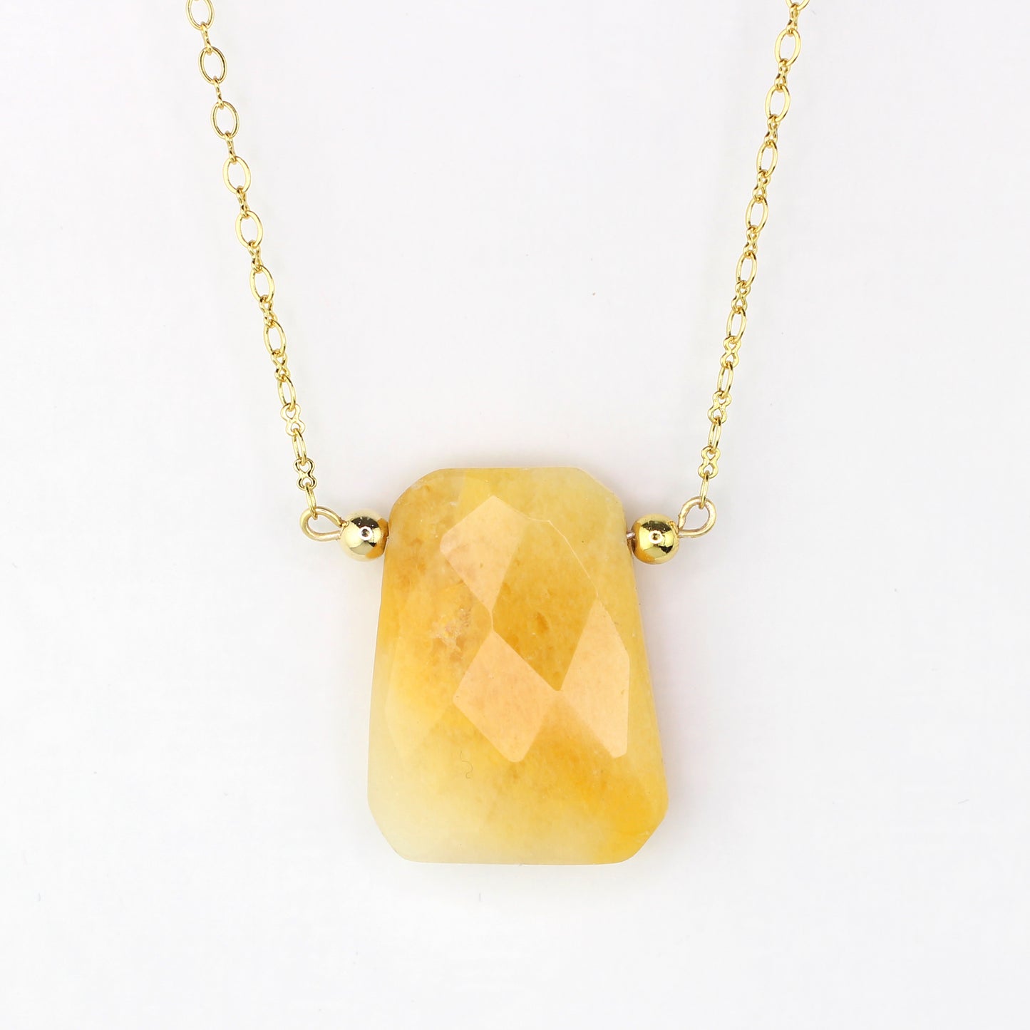 Yellow Agate & Gold Chain Necklace