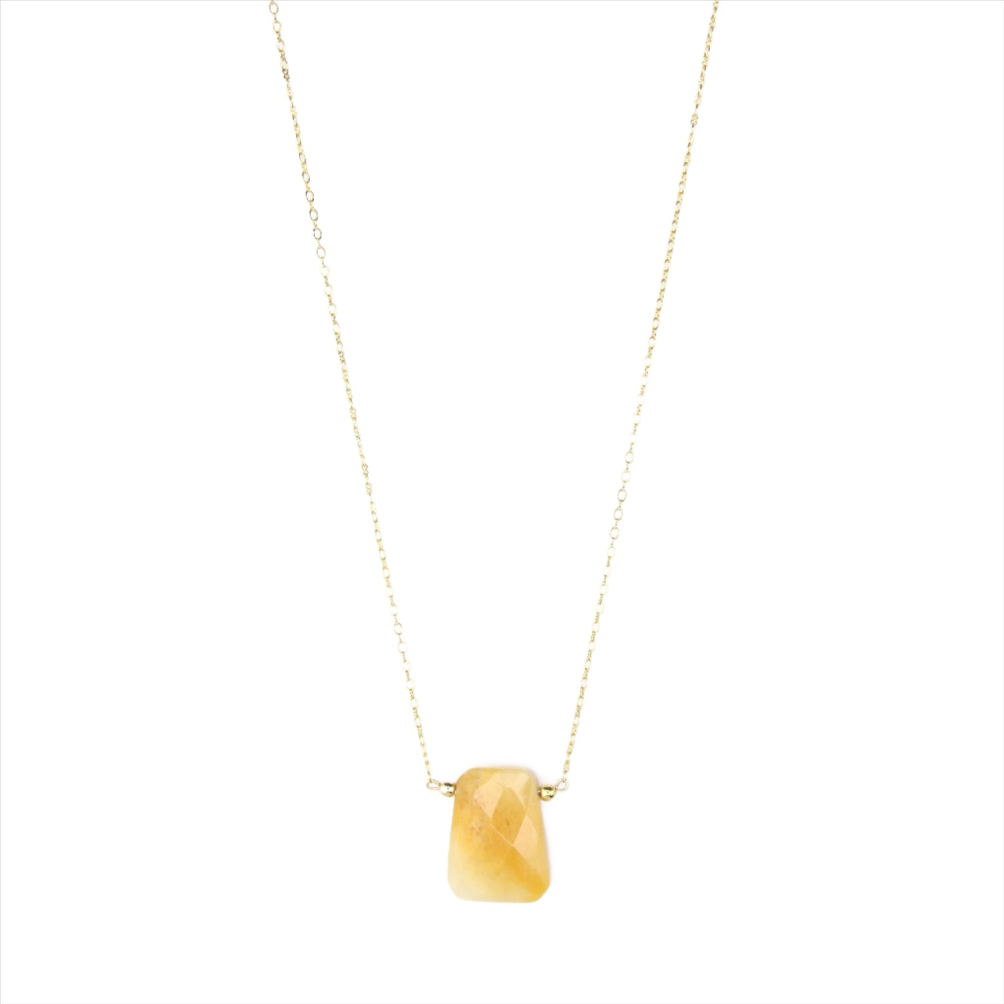 Yellow Agate & Gold Chain Necklace