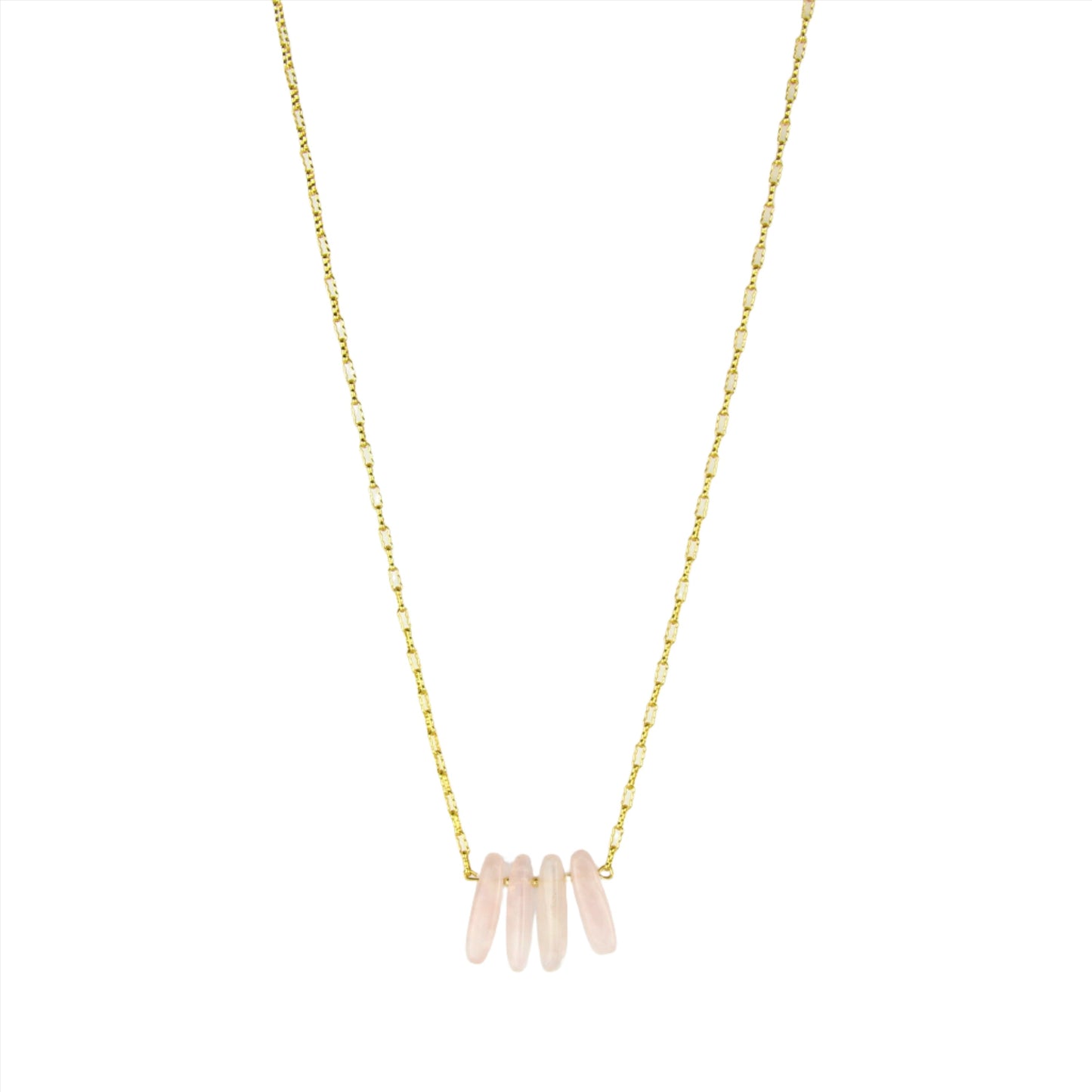 Rose Quartz & Gold Chain Necklace