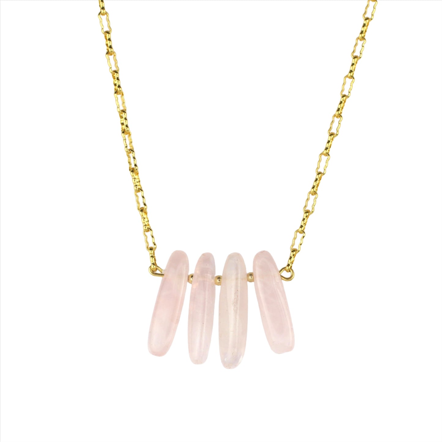 Rose Quartz & Gold Chain Necklace