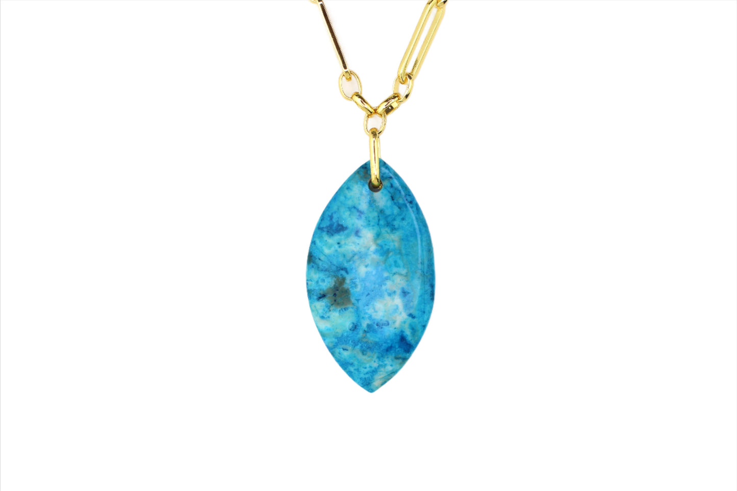 Blue Crazy Lace Agate & Gold Chain Necklace