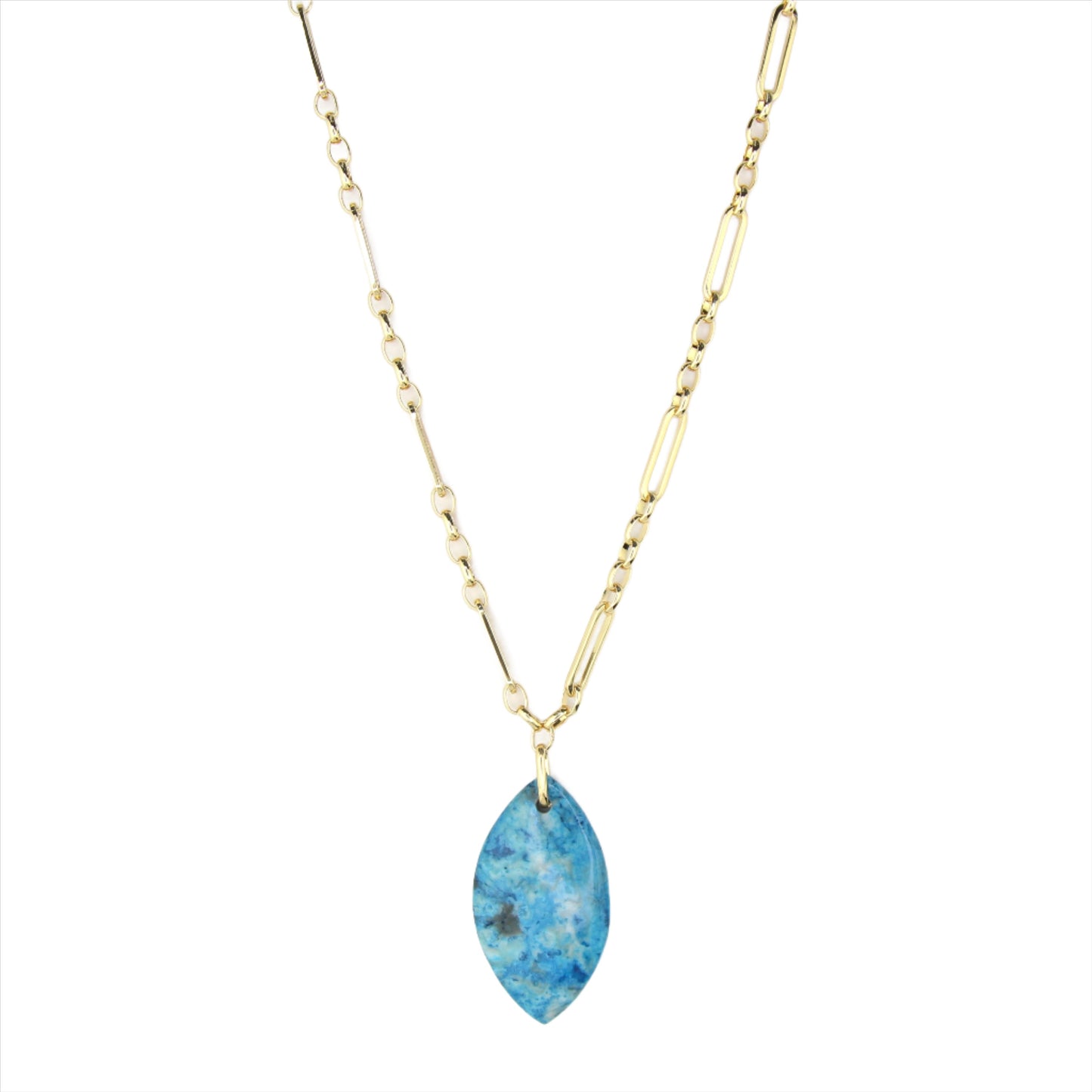 Blue Crazy Lace Agate & Gold Chain Necklace