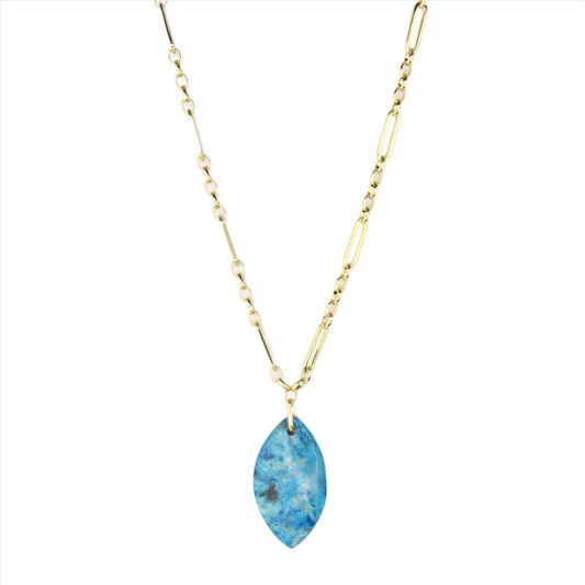 Blue Crazy Lace Agate & Gold Chain Necklace