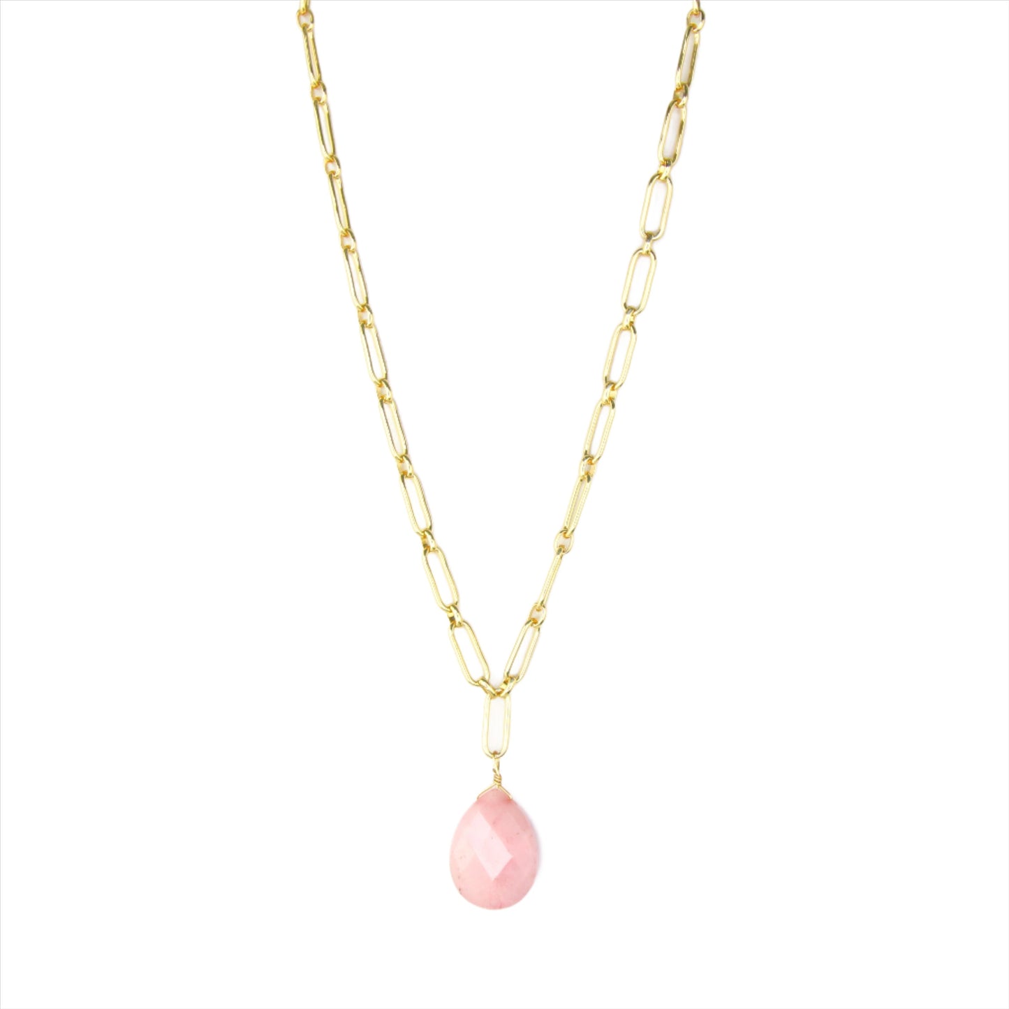 Rose Quartz & Gold Chain Necklace