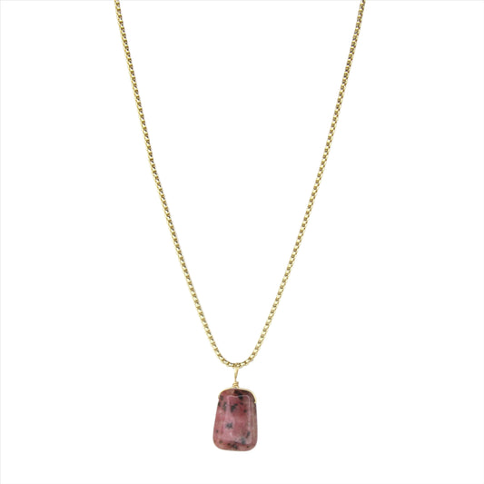 Ruby Kiwi Jasper & Gold Chain Necklace