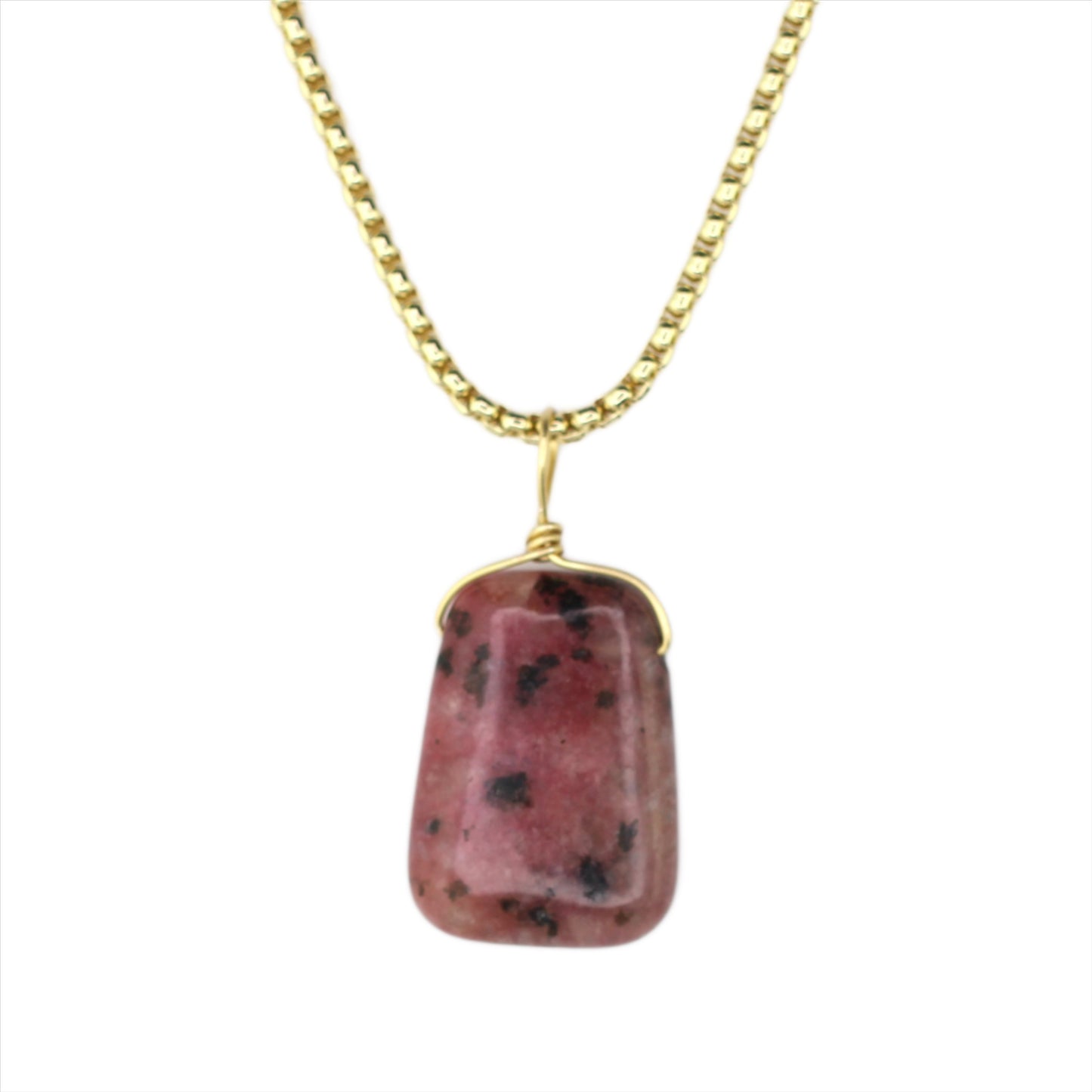 Ruby Kiwi Jasper & Gold Chain Necklace