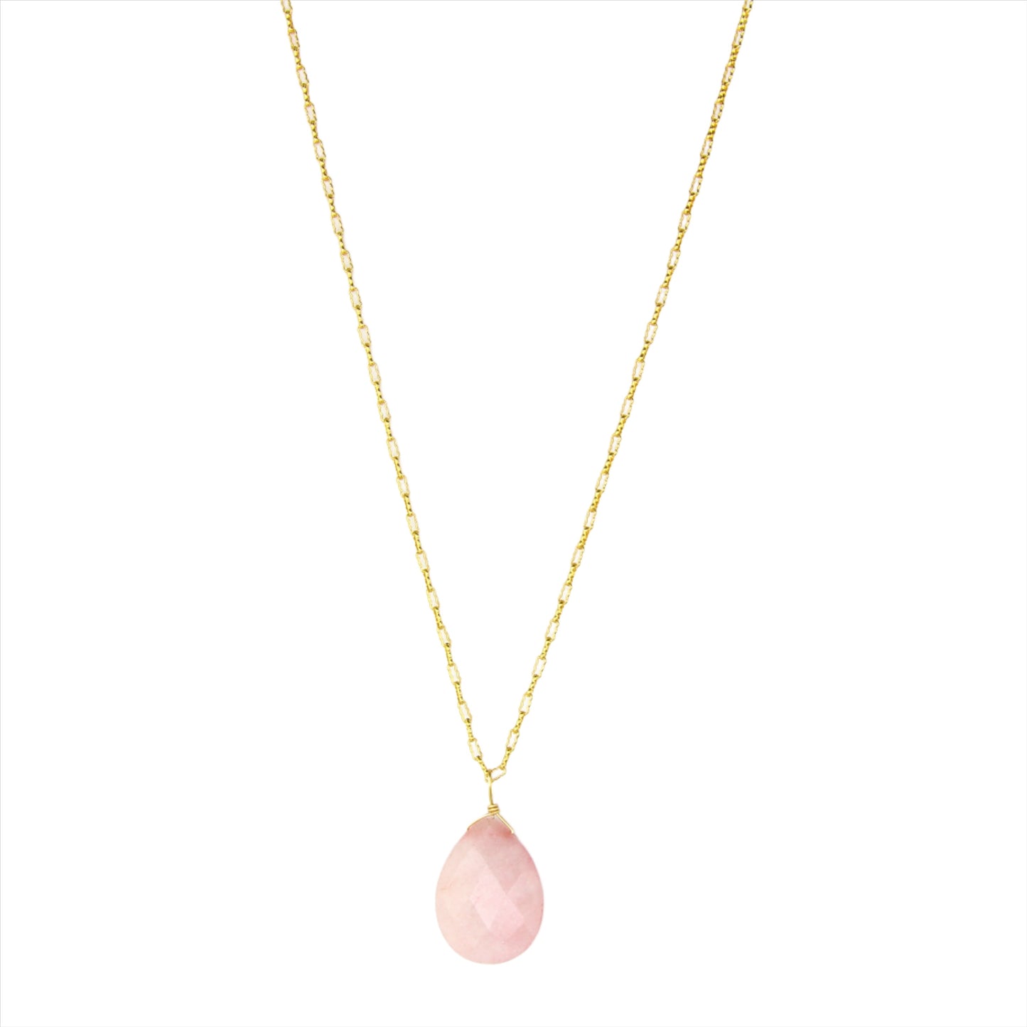 Rose Quartz & Gold Chain Necklace